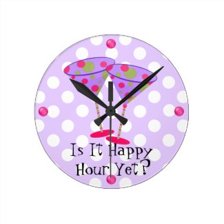 Martini Glasses Happy Hour Wall Clock