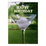 Martini Golf Ball Happy Birthday Card