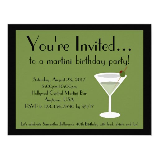 Martini Party Personalized Invite (front side)