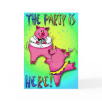 Martini Party Pigs Greeting Card
