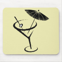 Martini ~ Retro Cocktail Drink Olive & Umbrella Mousepad