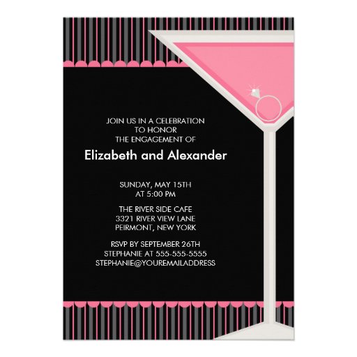 Martini Ring Cocktail Engagement Party Invitation (front side)