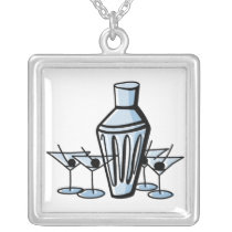Martini Shaker and Glasses Necklace necklaces