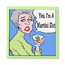 Martini Slut Cartoon magnets by figstreetstudio Martini Slut Cartoon magnets
