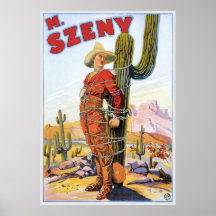 Martini Szeny ~ Vintage Cowboy Wonder Magic Act Poster