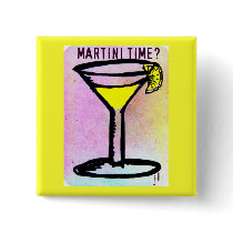 MARTINI TIME LEMON DROP PASTEL PRINT by jill Pinback Buttons
