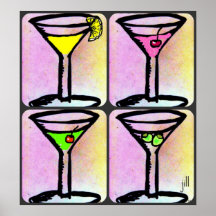 MARTINI TIME PASTEL ART PRINT by Jill