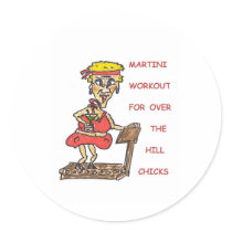MARTINI WORKOUT MOUSE PAD ROUND STICKER