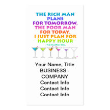 MARTINI ZEN - Plan for Happy Hour  Business Card