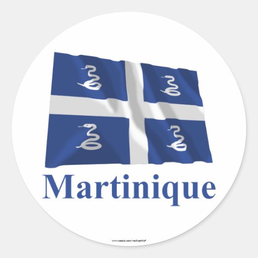 Martinique Waving Flag with Name Classic Round Sticker Zazzle