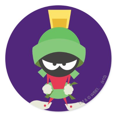Marvin the Martian Ready to Attack Round Sticker