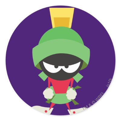 Marvin the Martian Ready to Attack round sticker