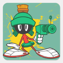Marvin With Gun Square Stickers