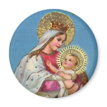 Mary and Baby Jesus Vintage Christmas Magnet by angela65 Mary and Baby Jesus Vintage Christmas Magnet