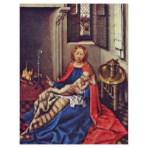 Mary And The Infant Jesus By The Fireplace Full Color Flyer