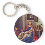 Mary And The Infant Jesus By The Fireplace keychains