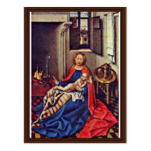 Mary And The Infant Jesus By The Fireplace Post Card