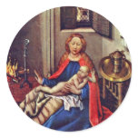 Mary And The Infant Jesus By The Fireplace stickers