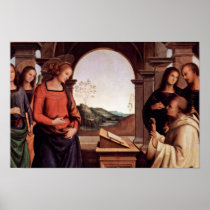 Mary And Two Angels Appear To The St. Bernhard In Print