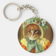 Mary Cassatt's Cat in Bonnet Basic Round Button Keychain