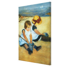 Mary Cassatt's Children on the Beach  (1884) Stretched Canvas Print
