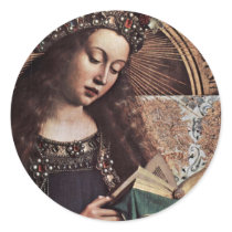 Mary Enthroned Detail By Eyck Hubert Van (Best Qua Round Stickers