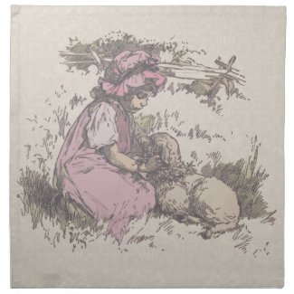 Mary Had a Little Lamb Nursery Rhyme Cloth Napkin