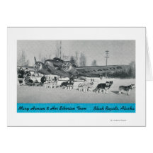 Mary Hansen & Siberians w/ Airplane Greeting Card