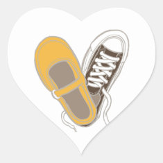Mary Janes & Sneakers (White) Envelope Seal Heart Stickers