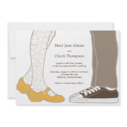 Mary Janes & Sneakers (White) Wedding Invitation invitation