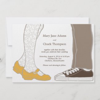 Mary Janes & Sneakers (White) Wedding Invitation invitation
