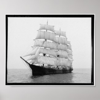 Mary L. Cushing Sailing Ship 1899 Vintage Poster