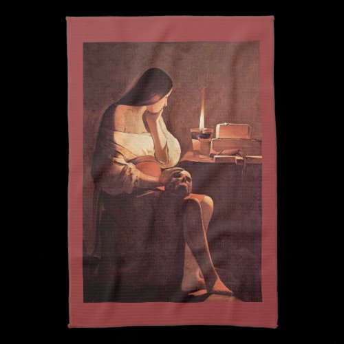 Mary Magdalene by Georges de La Tour Kitchen Towels