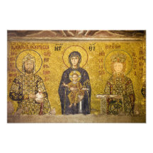 Mary with Baby Jesus Byzantine Mosaic Art Photo
