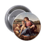 Mary With Christ Child And John The Baptist Tondo Pinback Button
