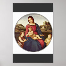Mary With Christ Child And Two Saints Tondo Posters