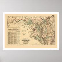 Maryland & Delaware Railroad Map 1876 Posters