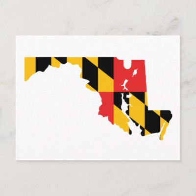 Maryland Flag Map Postcards