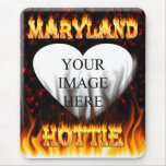 Maryland Hottie fire and red marble heart. Mousepad
