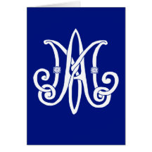 Mary's Monogram with roses Cards