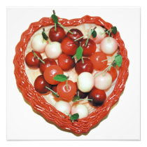 Marzipan cherries in heart basket photograph