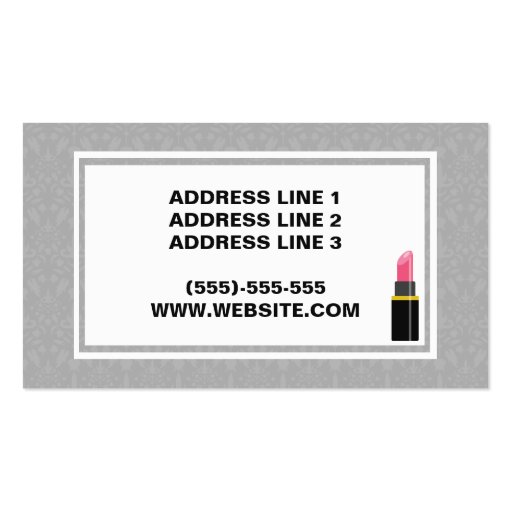 Mascara Lipstick And Brush Makeup Artist Business Card Templates (back side)