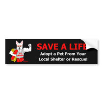 Mascot Jake Says, "Save A Life." Bumper Stickers