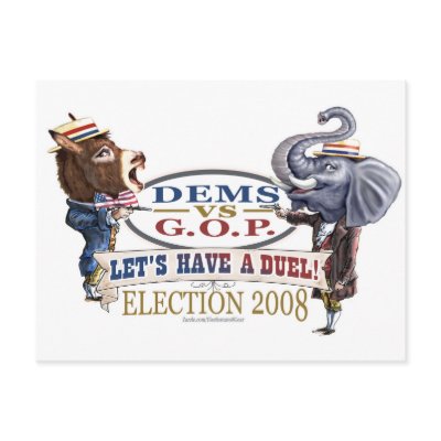 Mascot Political Duel Election 2008 Post Card by Election2008Gear