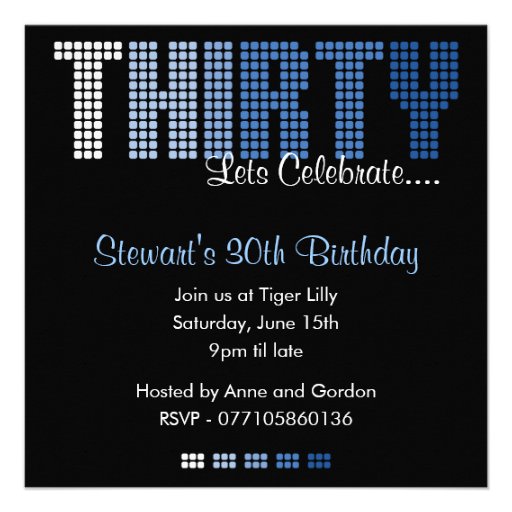 Masculine 30th THIRTY Birthday Party Invitation