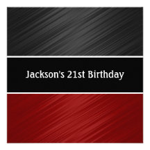 Masculine Black Dark Red Stripes Party Invites