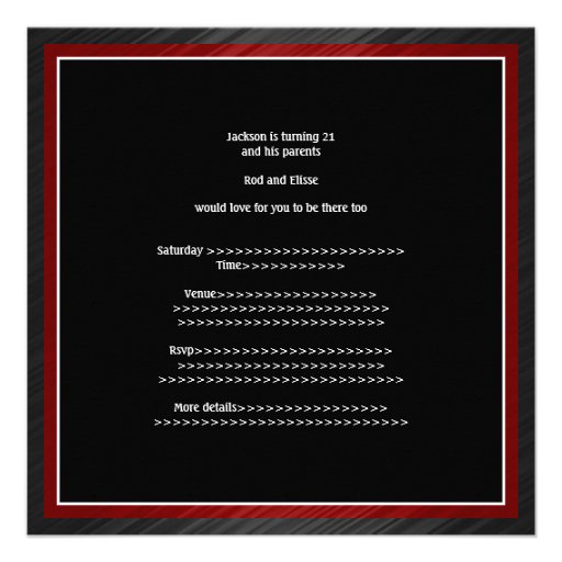 Masculine Black Dark Red Stripes Party Invites