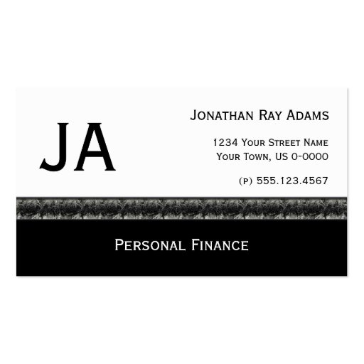 Masculine Black With Black Gray Granite Business Card Template (front side)