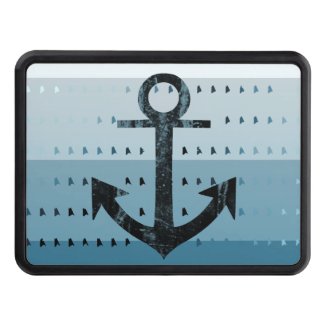 Masculine Blue Anchor Nautical Pattern Design Tow Hitch Covers