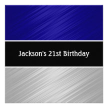 Masculine Blue Silver Stripes Party Invitation